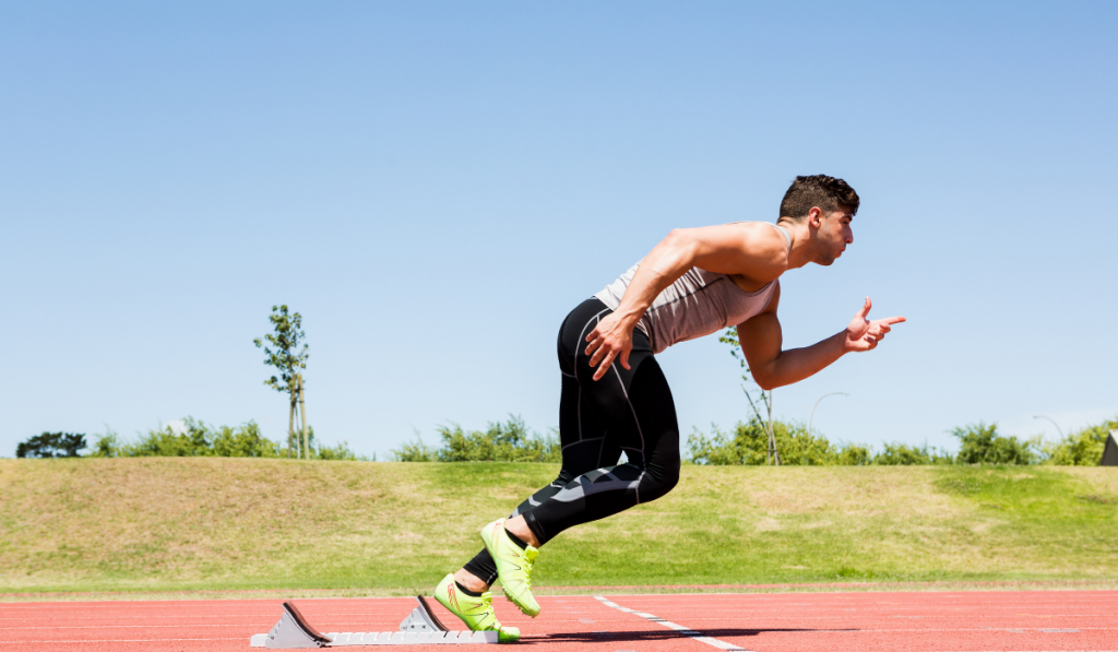 Athlete running on the running track
