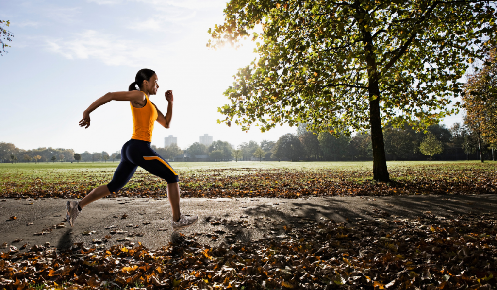 woman running at the park