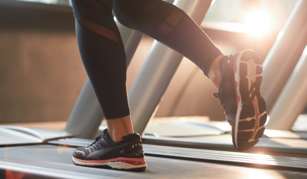 Running on a treadmill