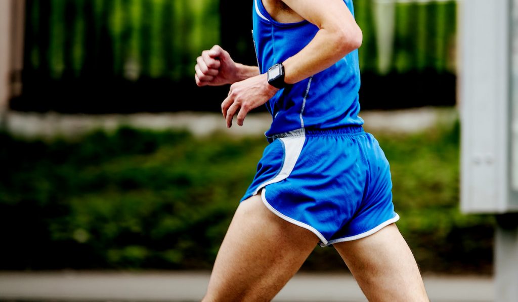 body man runner wearing blue athletic clothes