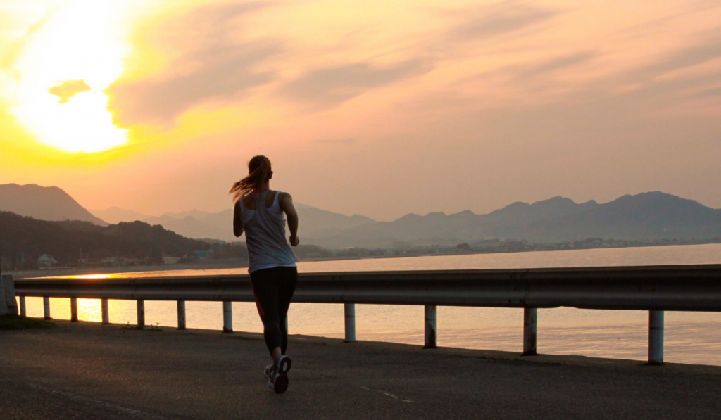 woman running in the evening